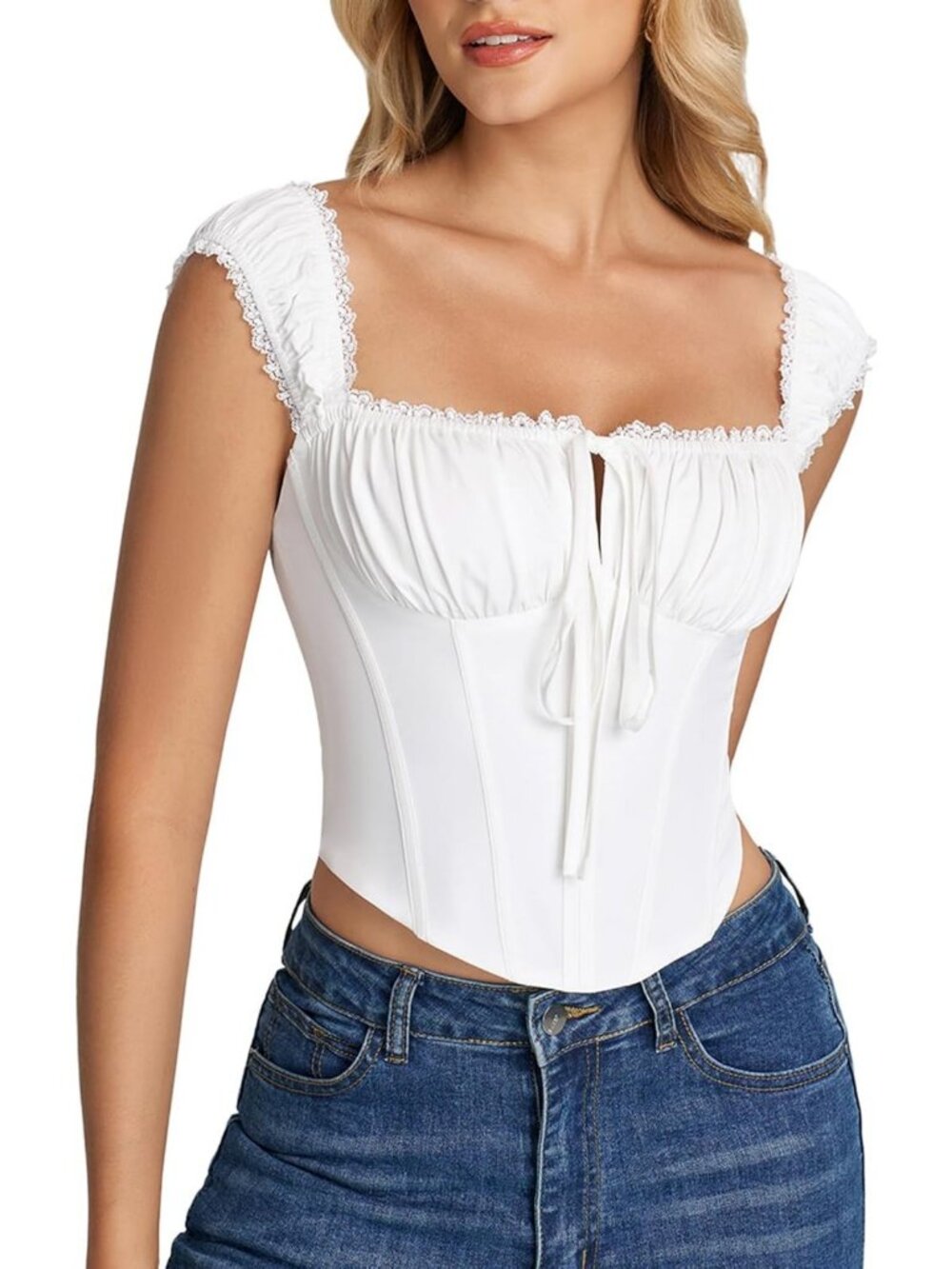 Lace-Up Corset Bustier Top for Women | Y2K Party Crop Top | Trendy Going Out